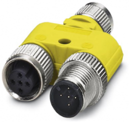 Adapter, 2 x M12 (5 pole, socket/plug) to M12 (5 pole, plug), Y-shape, 2819189