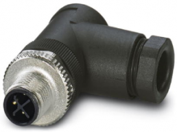Plug, M12, 3 pole, screw connection, screw locking, angled, 1419641