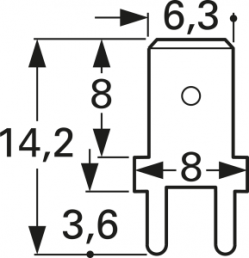 Faston plug, 6.3 x 0.8 mm, L 14.2 mm, uninsulated, straight, 3866A.28