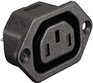 Built-in appliance socket F, 3 pole, screw mounting, plug-in connection, black, PX0793/63