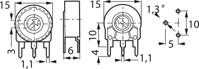 PTC 15 LH 2K5 Piher Trimmer Potentiometers Image 2