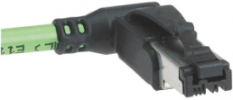 System cable, RJ11/RJ14 plug, angled to open end, Cat 5, PUR, 8 m, green
