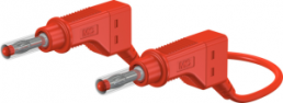 Measuring lead with (4 mm plug, spring-loaded, straight) to (4 mm plug, spring-loaded, straight), 1 m, red, silicone, 1.0 mm², CAT II
