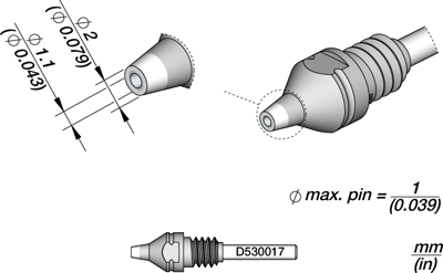 D530017 JBC Soldering tips, desoldering tips and hot air nozzles
