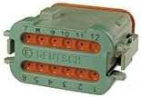 Socket, unequipped, 12 pole, straight, 2 rows, green, DT06-12SC-CE05
