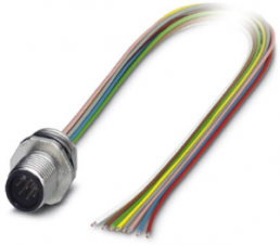 Sensor actuator cable, M12-flange plug, straight to open end, 8 pole, 0.1 m, 2 A, 1561690