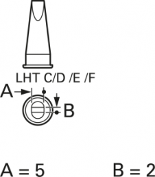 Soldering tip, Chisel shaped, Ø 9.3 mm, (T x L x W) 1.8 x 25 x 4.7 mm, LHT D