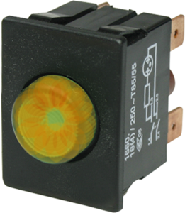 Pushbutton switch, 2 pole, orange, unlit , 16 (4) A/250 VAC, mounting Ø 15.5 mm, IP54, 1660.5201