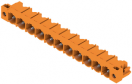 Pin header, 11 pole, pitch 7.62 mm, angled, orange, 1124390000