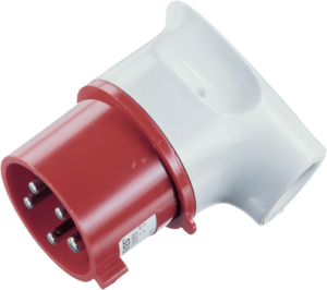 CEE angle plug, 5 pole, 32 A/400 V, gray/red, 6 h, IP44, 3266