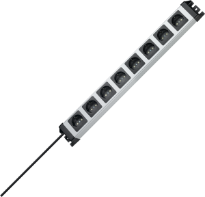 Outlet strip, 8-way, 1.4 m, 16 A, black/silver, 226920014