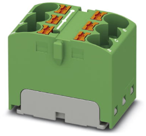 Distribution block, push-in connection, 0.2-6.0 mm², 6 pole, 32 A, 6 kV, green, 3273798