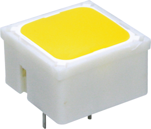 Short-stroke pushbutton, 1 Form A (N/O), 100 mA/35 V AC/DC, illuminated, actuator (yellow, L 0.7 mm), 2.9 N, THT