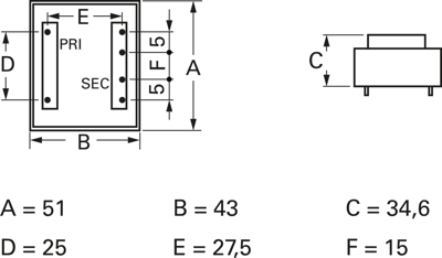 VC 10/1/6 Block PCB Transformers Image 2