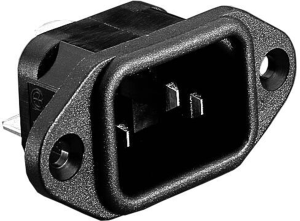 Plug C14, 3 pole, screw mounting, plug-in connection, black, PX0580/28
