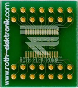 TSSOP multi-adapter board, RE933-06, 21 x 23.5 mm, 28 pins, 0.65 mm pitch