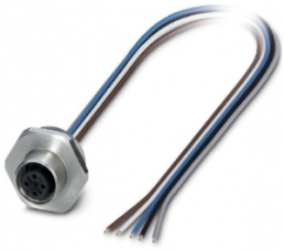 Sensor actuator cable, M12-flange socket, straight to open end, 4 pole, 0.5 m, 4 A, 1408416