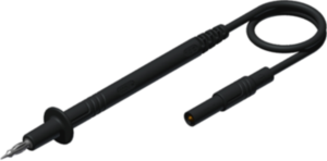 Measuring lead with (test probe, straight) to (4 mm plug, spring-loaded, straight), 1 m, black, silicone, 1.0 mm², CAT II