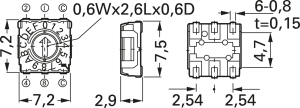 Encoding rotary switches, 16 pole, Hexadecimal-Real, straight, 100 mA/5 VDC, S-7050EMA