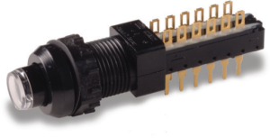 Pushbutton switch, 4 pole, black, unlit , 0.5 A/30 V, 100100-4004