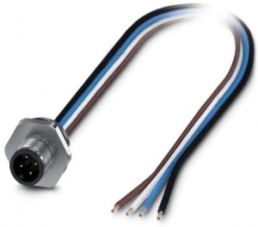 Sensor actuator cable, M12-flange plug, straight to open end, 4 pole, 0.5 m, 4 A, 1411577