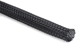 Polyester braided sleeve, inner Ø 15 mm, range 5-21 mm, black, halogen free, -50 to 150 °C