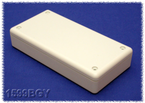 ABS handheld enclosure, (L x W x H) 130 x 65 x 25 mm, light gray (RAL 7035), IP54, 1599BGY
