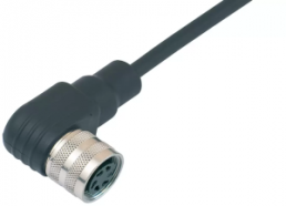 Sensor actuator cable, M16-cable socket, angled to open end, 12 pole, 2 m, PUR, black, 3 A, 79 6330 200 12