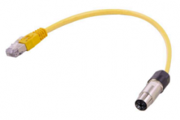 Sensor actuator cable, M12-cable socket, straight to RJ45-cable plug, straight, 8 pole, 2 m, PUR, yellow, 0948C592756020