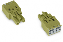 Socket, 2 pole, spring-clamp connection, 0.5-4.0 mm², green, 770-262