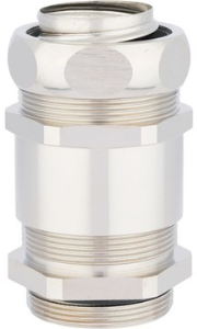 Straight hose fitting, M32, 27 mm, brass, nickel-plated, IP40/IP65, silver, (L) 71.5 mm