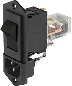 Combination element C14, screw mounting, plug-in connection, black, 6145.2852.001