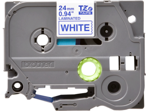 Labelling tape cartridge, 24 mm, tape white, font blue, 8 m, TZE-253