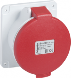 CEE surface-mounted socket, 4 pole, 16 A/380-415 V, red, IP44, PKY16G434