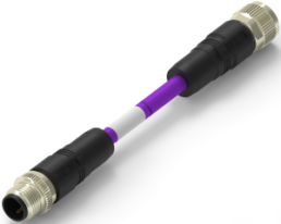 Sensor actuator cable, M12-cable plug, straight to M12-cable socket, straight, 2 pole, 8 m, PUR, purple, 4 A, TAB62535501-080