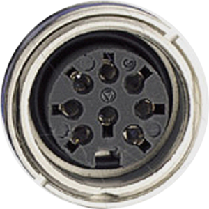 Panel socket, 7 pole, solder cup, screw locking, straight, T 3487 000