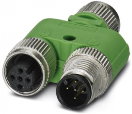 Adapter, M12 (5 pole, socket/plug) to M12 (5 pole, plug), Y-shape, 2819163