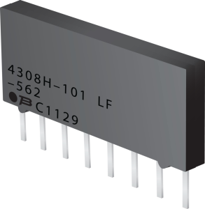 Resistor network, SIP-8, 510 Ω, 500 mW, ±2 %, 4 resistors, 4308H-102-511LF