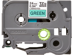 Labelling tape cartridge, 24 mm, tape green, font black, 8 m, TZE-751