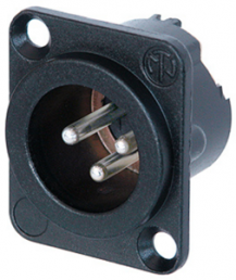XLR panel plug, 3 pole, silver-plated, 2.5 mm², AWG 14, metal, NC3MD-LX-BAG