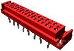 Socket header, 18 pole, pitch 1.27 mm, straight, red, 1-338068-8