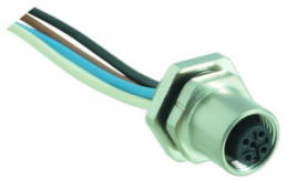 Sensor actuator cable, M12-flange socket, straight to open end, 4 pole, 0.5 m, PA, 4 A, 21033112400