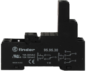 Relay socket for 40.51/40.52/40.61 relay, 95.95.30