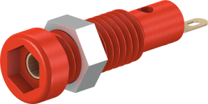 2 mm socket, solder connection, mounting Ø 5.3 mm, red, 23.0050-22