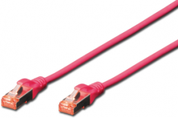 Patch cable, RJ45 plug, straight to RJ45 plug, straight, Cat 6, S/FTP, LSZH, 2 m, magenta