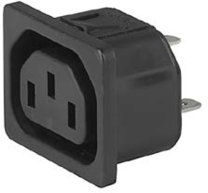 Built-in appliance socket F, 3 pole, snap-in, plug-in connection, black, 6600.4215