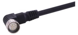Sensor actuator cable, M23-cable plug, angled to open end, 12 pole, 10 m, PUR, black, 6 A, 21373400C70100