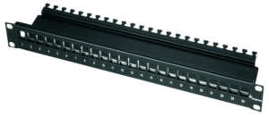 19 inch module carrier, 24 x RJ45, horizontal, 1-row, (W x H x D) 482.6 x 44 x 115 mm, black, 100021497