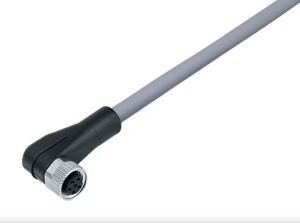 Sensor actuator cable, M8-cable socket, angled to open end, 4 pole, 5 m, PVC, gray, 4 A, 79 3384 45 04