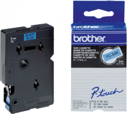 Labelling tape cartridge, 9 mm, tape blue, font black, 7.7 m, TC591